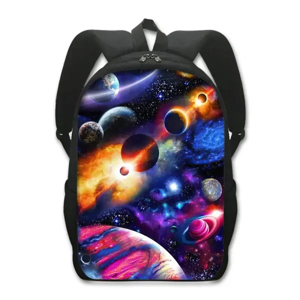 Mochila com padrão do universo e dos planetas.