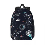 Mochila com padrão de espaço e planetas.