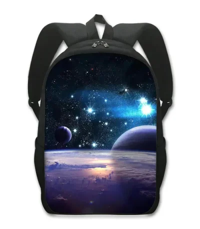 Mochila com padrão do espaço e planetas.