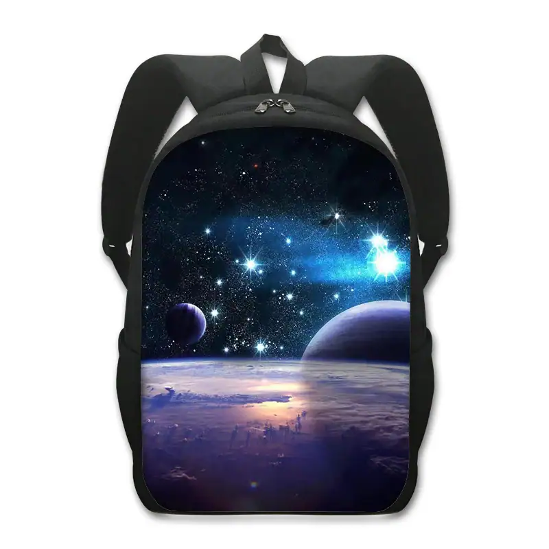 Mochila com padrão do espaço e planetas.