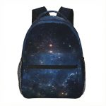 Mochila com padrão de galáxia estrelada, ideal para os amantes de astronomia e decoração científica. Perfeita para a escola, viagens ou como objeto de decoração.