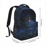 Mochila com padrão de galáxia estrelada, ideal para estudantes e amantes de astronomia. Design espaçoso, resistente e tendência, perfeito para transportar livros, laptop e acessórios.