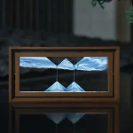 Cristais luminosos em caixa de madeira, decoração científica moderna, iluminação ambiente, design único, perfeito para um interior contemporâneo ou um escritório.