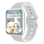 Relógio inteligente para crianças com design de coelhos fofos, ecrã digital e pulseira branca, ideal para acompanhar as horas e adicionar um toque lúdico ao visual.