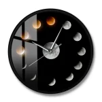 Pêndulo de relógio com fases lunares, decoração científica para interior.