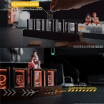 Painel de controle com indicadores luminosos e ajustes.
