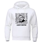 Roupa com capuz com design divertido de Albert Einstein, representando uma caricatura icônica.