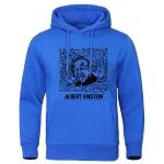 Moletom com capuz Albert Einstein com design divertido e citações famosas, perfeito para os amantes de ciência e estilo descontraído.