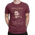 Roupa com retrato de Nikola Tesla, inventor do século 20, ideal para os apaixonados por ciência e história tecnológica.