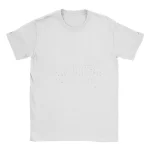T-shirt branco com padrão de constelação de estrelas, design minimalista para amantes de astronomia e ciências. Perfeito para mostrar sua paixão pelo universo.