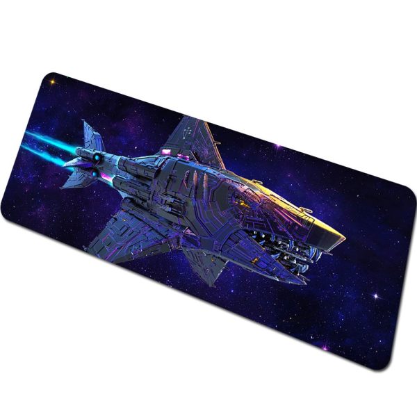 Nave espacial futurista em decoração de ficção científica, perfeita para os amantes de astronomia e tecnologia, com um design detalhado e colorido evocando a exploração espacial.