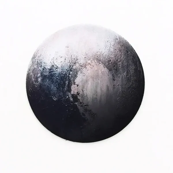 Lua em relevo com crateras e texturas, ilustrando a superfície lunar com detalhes realistas.