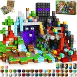 Modelo de criatura pixelizada em blocos de construção coloridos, com elementos de decoração e detalhes variados, perfeito para entusiastas de jogos e decoração geek.