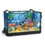Aquário educativo com decorações marinhas de plástico, perfeito para aprendizagem e decoração. Ideal para estimular a curiosidade das crianças e criar um ambiente marinho em miniatura.