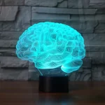 LED cérebro luminoso em 3D, decoração científica moderna e original, ideal para um escritório ou quarto com tema científico.