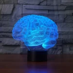 Lâmpada decorativa em forma de cérebro em 3D com iluminação LED azul, ideal para decoração científica ou moderna.
