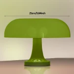 Lâmpada de mesa verde em forma de cogumelo, ideal para decoração científica ou moderna, medindo 25 cm de largura.