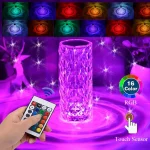 Lâmpada LED colorida RGB com controle remoto e sensor tátil, ideal para decoração científica e ambiente luminoso inovador.