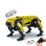 Robô científico LEGO com controle remoto, sensores e estrutura em peças de construção.