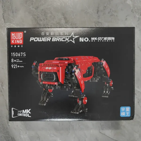 Robô Power Brick em caixa, modelo MK-DYNAMICS, projetado para crianças de 8 anos ou mais, com 921 peças, ideal para construção e decoração científica.