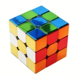 Cubo Rubik colorido com superfícies brilhantes, ideal para decoração científica ou como objeto de quebra-cabeça estimulante. Perfeito para amantes de jogos de reflexão e decoração moderna.