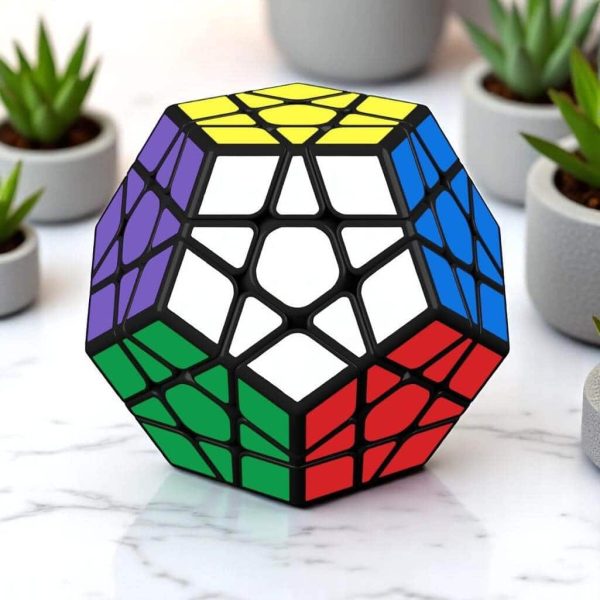 Cubo Rubik gigante 3D multicolorido, perfeito para decoração científica ou como objeto de coleção.