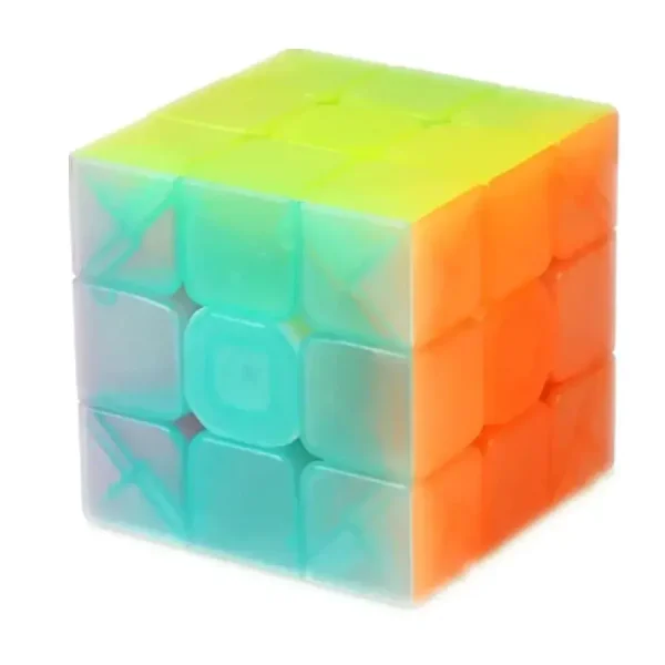 Cubo de Rubik luminoso em plástico colorido, perfeito para decoração científica e lúdica.