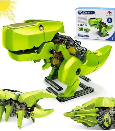 Robô dinossauro solar, brinquedo educativo para crianças, decoração científica inovadora.