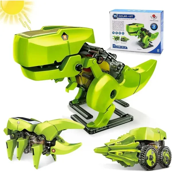 Robô dinossauro solar, brinquedo educativo para crianças, decoração científica inovadora.