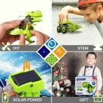 Robô dinossauro educativo para crianças, brinquedo STEM e DIY, com energia solar, perfeito para aprender ciência e tecnologia de forma lúdica.