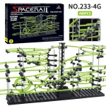 Pista de bolinhas luminosa em espiral com 488 peças, ideal para aprendizado de física e decoração científica.