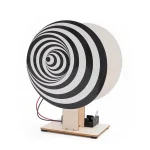 Ilusão ótica em espiral preta e branca, criada para um efeito visual hipnótico, ideal para decoração científica ou educativa.