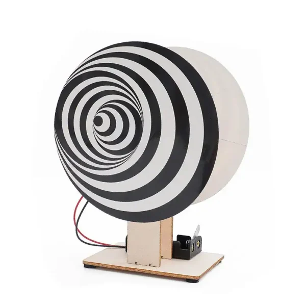 Ilusão ótica em espiral preta e branca, criada para um efeito visual hipnótico, ideal para decoração científica ou educativa.