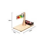 Pêndulo de física com pilhas, componentes eletrônicos e display digital, ideal para experiências educativas.