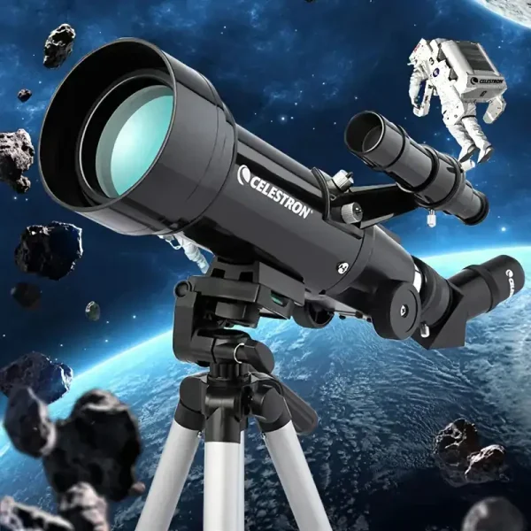 Telescópio Celestron para observação de estrelas e planetas no espaço. Perfeito para astronomia amadora e exploração espacial.