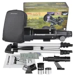 Objetivo de telescópio portátil Celestron Travel Scope 70 com acessórios.