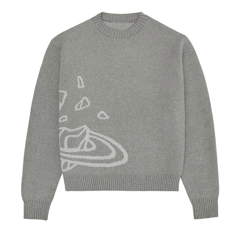 Pull en laine gris avec motif scientifique subtil Pull en laine gris clair avec motif scientifique discret, idéal pour une décoration de style scientifique ou pour un look décontracté inspiré de la science.