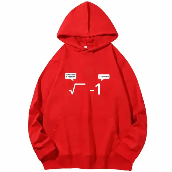 Roupa com capuz vermelha com fórmula matemática integrada, perfeita para os amantes de ciências e estilo casual.