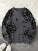 Camisola cinza com padrões de astros, galáxias e estrelas, perfeita para uma decoração científica ou um look inspirado no universo. Confortável e na moda, ideal para os amantes de astronomia.