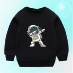 Camisola para criança com design de astronauta em traje espacial, perfeita para os amantes do espaço e de ficção científica.