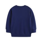 Camisola de manga comprida azul-marinho para crianças, em algodão macio, ideal para o outono e inverno, com um design simples e confortável.