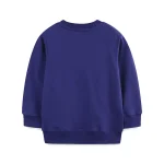 Sweatshirt azul para criança, macio e confortável, ideal para o inverno, com mangas compridas e gola redonda, perfeito para um look casual e moderno.