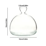 Vaso de vidro transparente de estilo científico com dimensões precisas, ideal para decoração ou experiências.