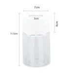 Copo de laboratório em vidro transparente com dimensões precisas, ideal para experiências científicas ou decoração científica.