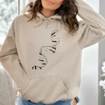 Sweatshirt com capuz bege com padrão de ADN estilizado, perfeito para os amantes de ciência e moda casual.