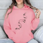 Sweatshirt com capuz rosa com padrão de dupla hélice de ADN preto, perfeito para os amantes de ciência e moda.