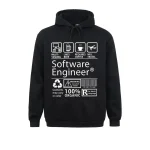 Sweat com capuz preto com padrões relacionados à informática e programação, ideal para os apaixonados por tecnologia e desenvolvimento de software.
