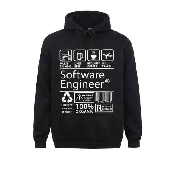 Sweat com capuz preto com padrões relacionados à informática e programação, ideal para os apaixonados por tecnologia e desenvolvimento de software.