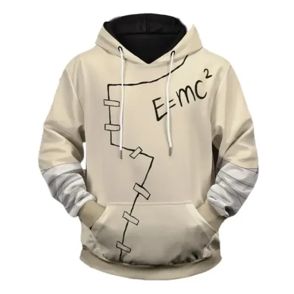 Roupa com a famosa equação E=mc² ilustrada, símbolo da física e da ciência.